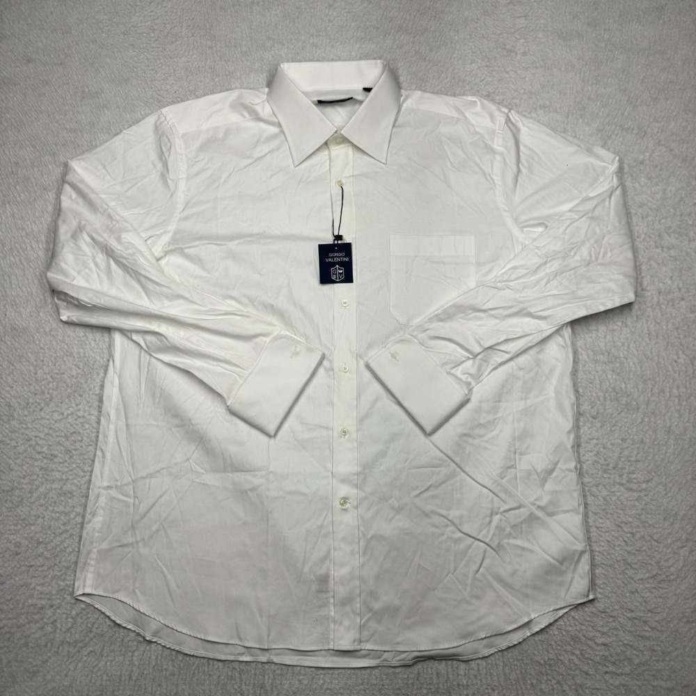 Giorgio Valentini Long Sleeve Button Up Dress Shirt White Men's Size 18 34/35